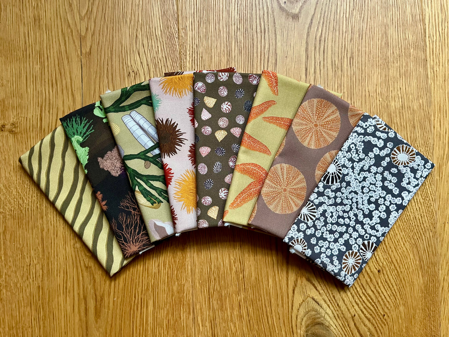 Seashore fat eighth bundle 2, 8 designs, brown, pink and sand