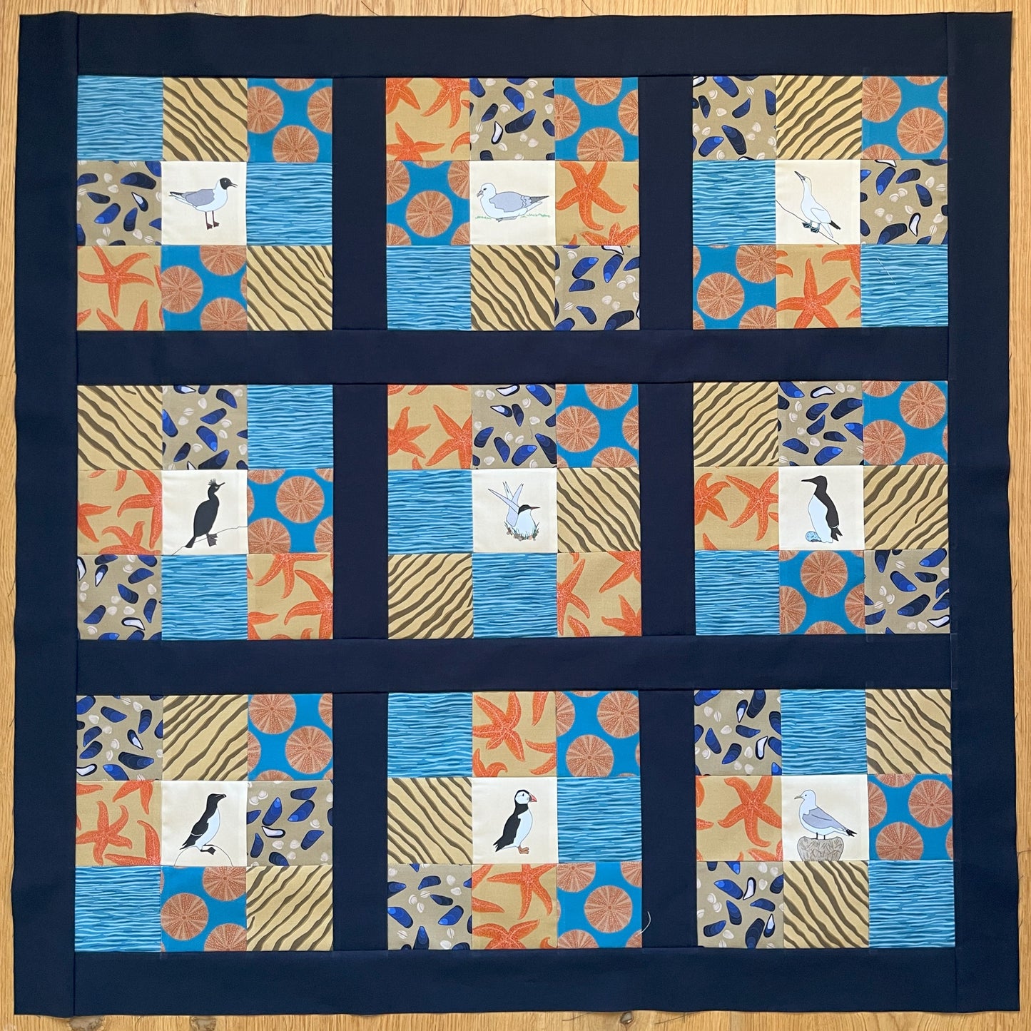 Simple seabird nine patch quilt fabrics