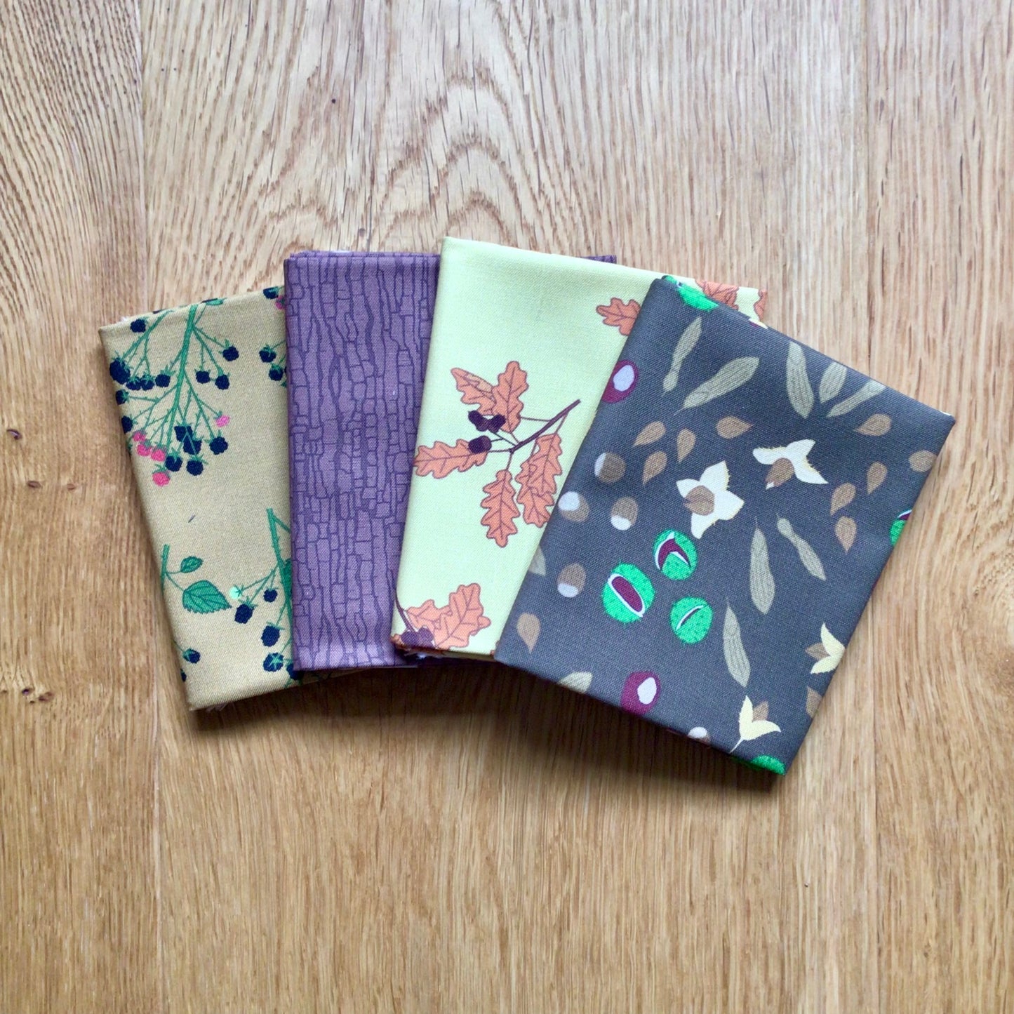 Autumn woodland fat quarter bundle, 4 designs