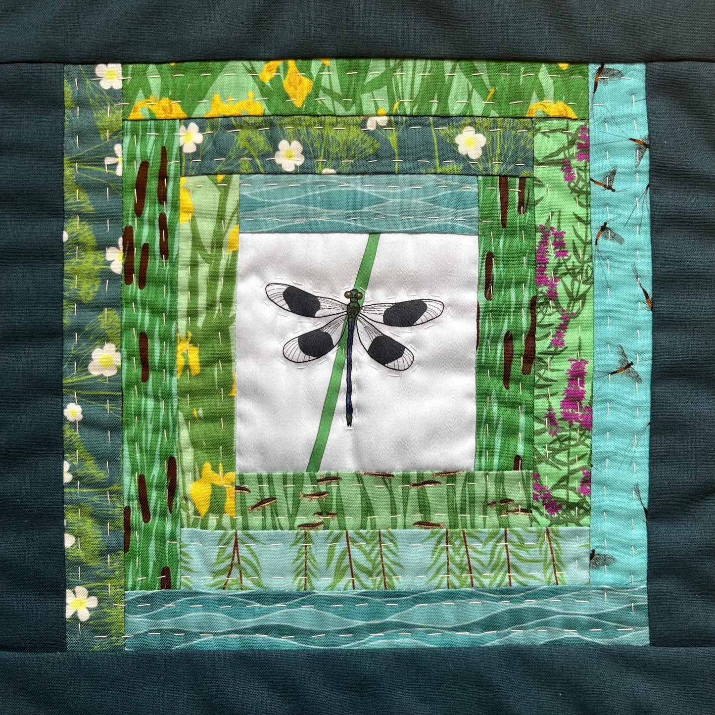 Fat 1/16 set of 8 River fabrics (log cabin and hexie wall hanging)