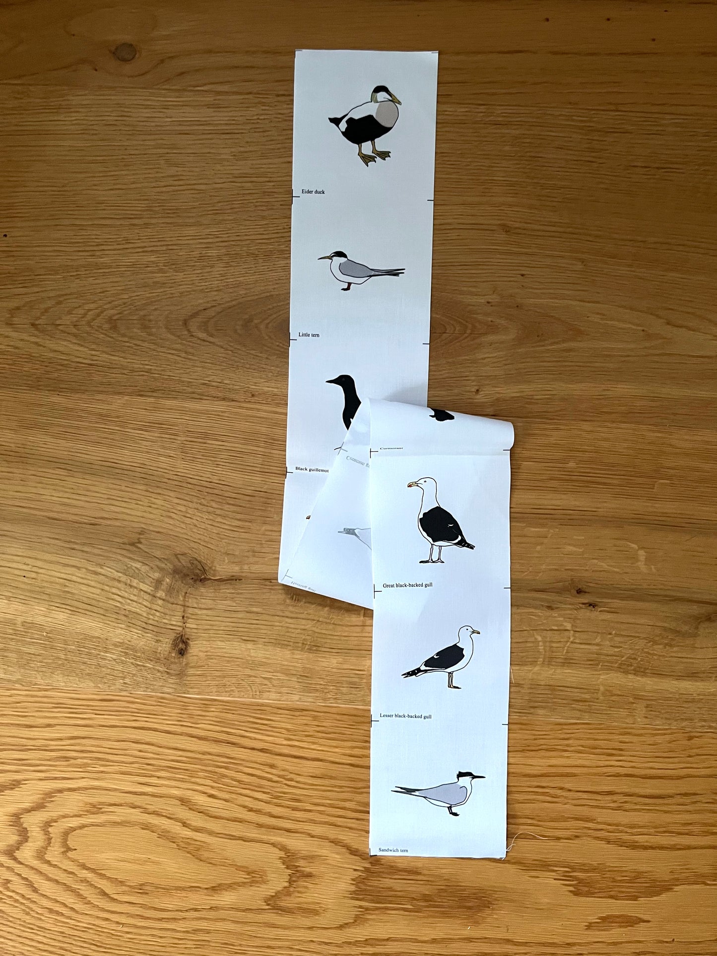 Seabirds (B) fabric strip, 9 images