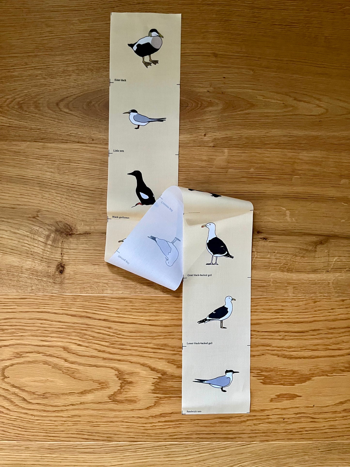 Seabirds (B) fabric strip, 9 images