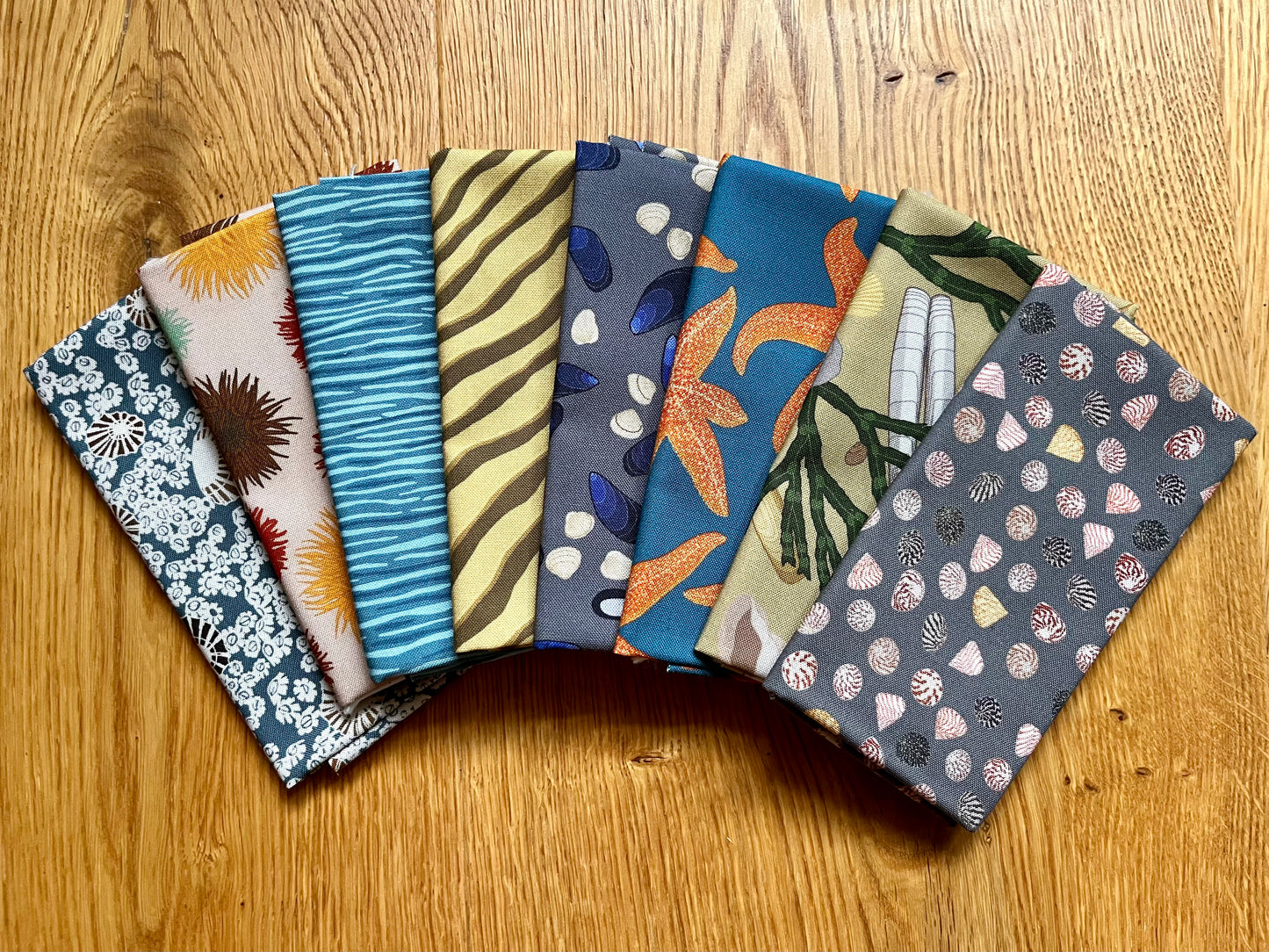 Seashore fat eighth bundle 1, 8 designs, multi colours