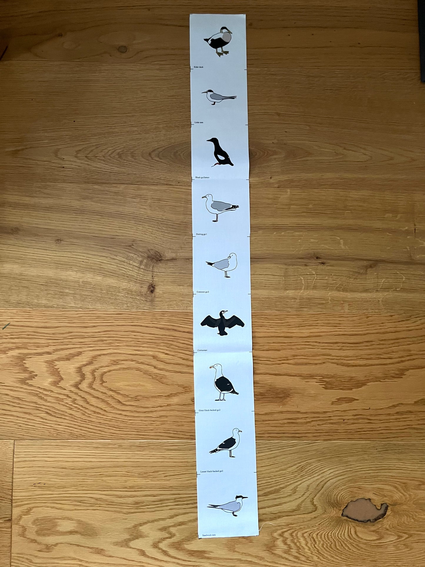 Seabirds (B) fabric strip, 9 images
