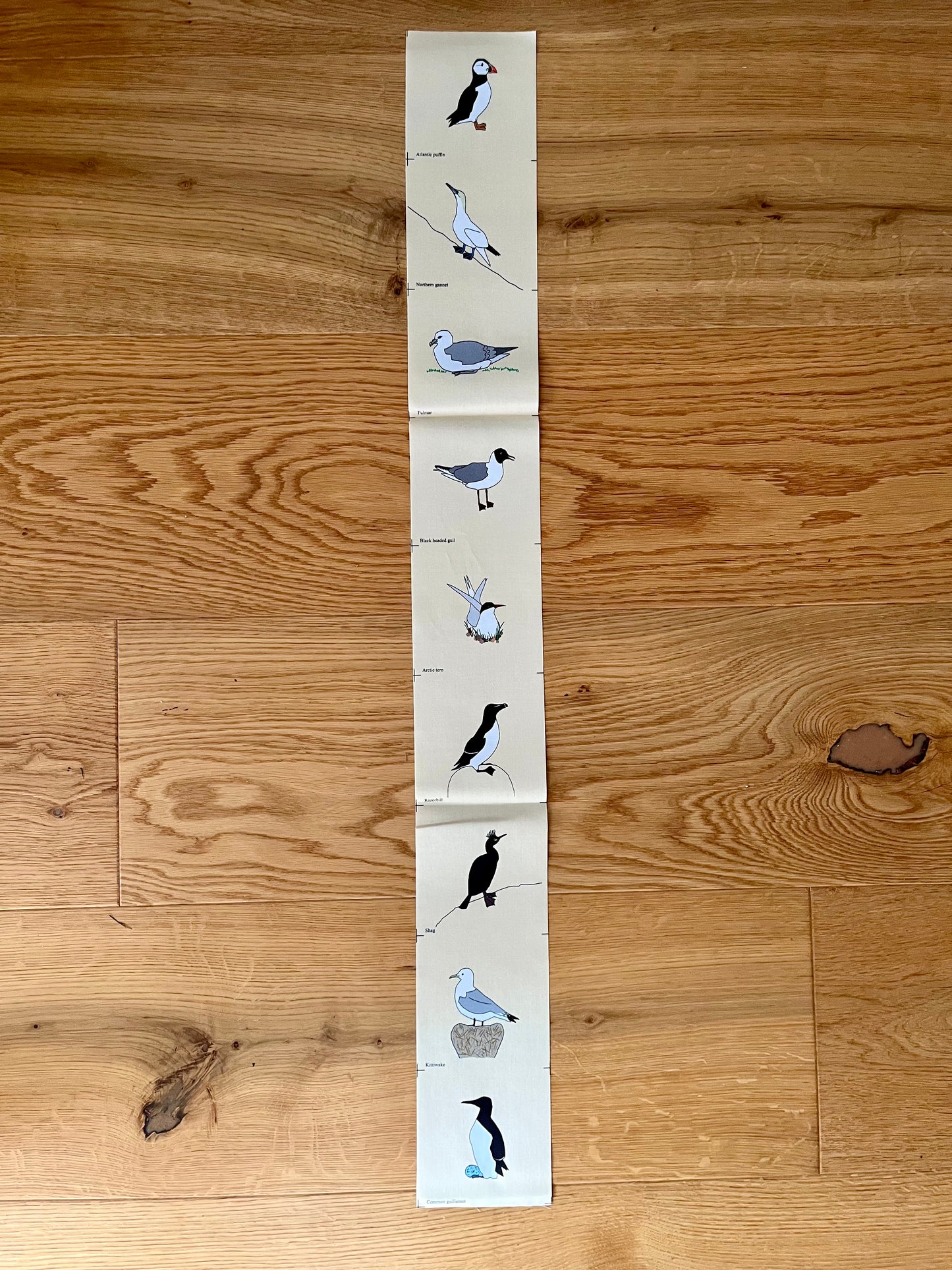Seabirds (A) fabric strip, 9 images