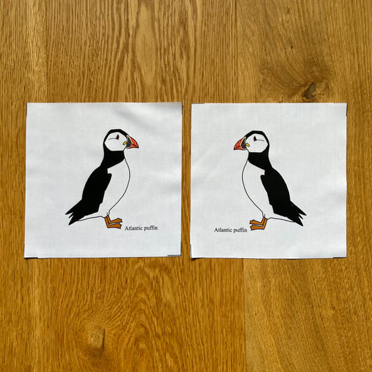 Atlantic puffin fabric squares