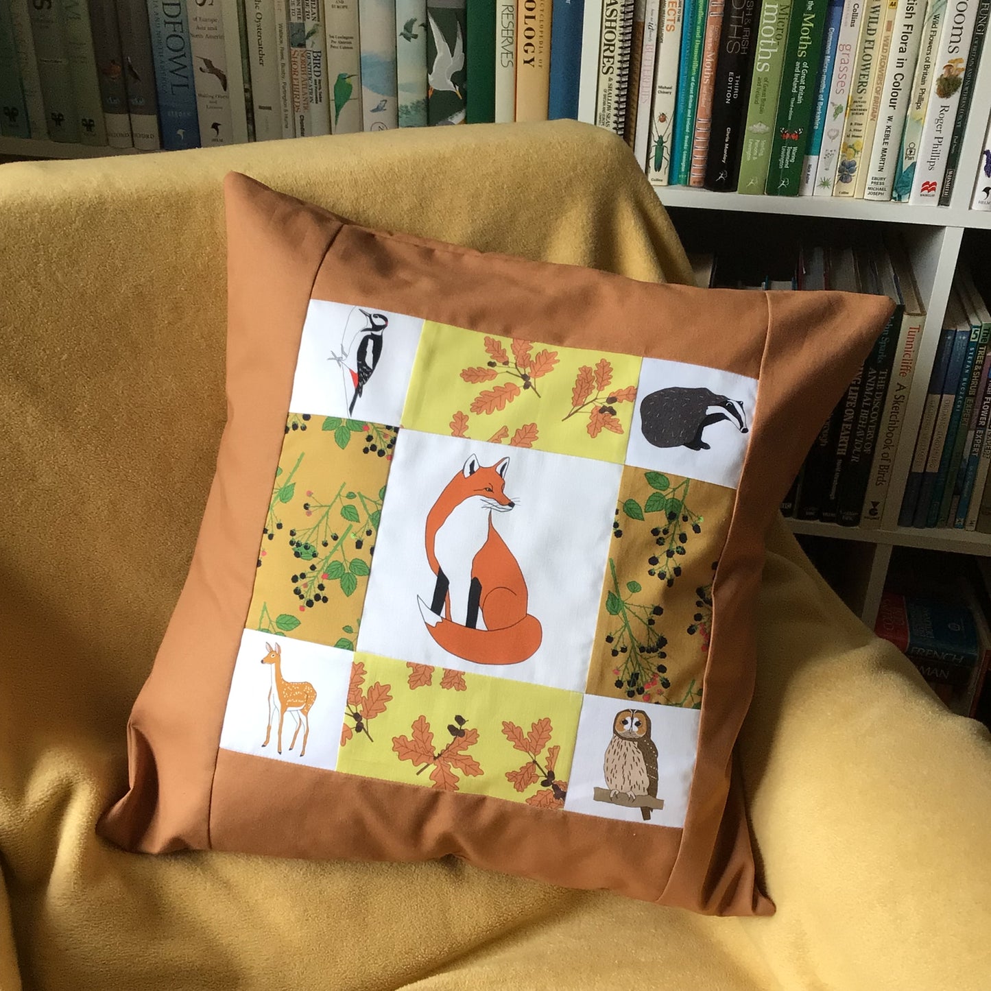 Large British countryside wildlife fabric squares