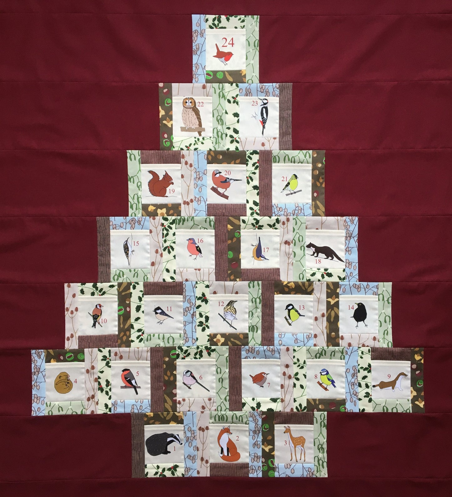 Woodland wildlife advent calendar fat eighth bundle, 6 designs