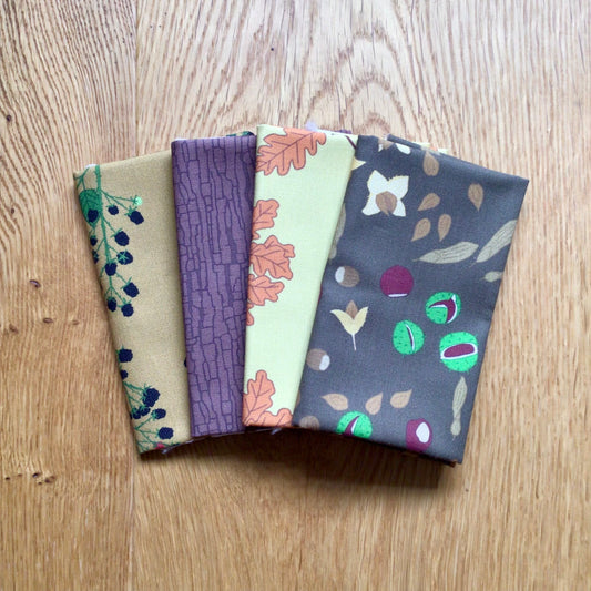 Autumn woodland fat eighth bundle, 4 designs