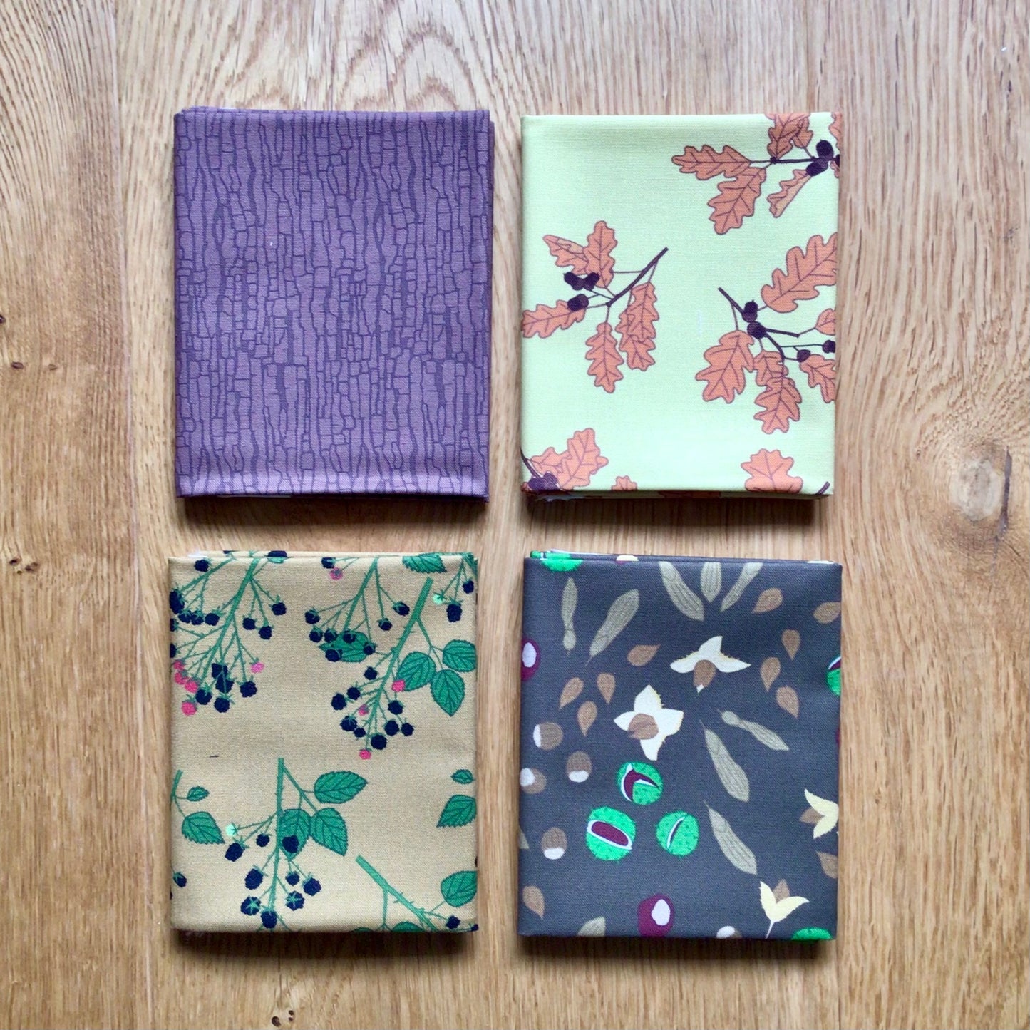 Autumn woodland fat quarter bundle, 4 designs
