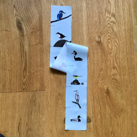 River bird fabric strip, 9 images