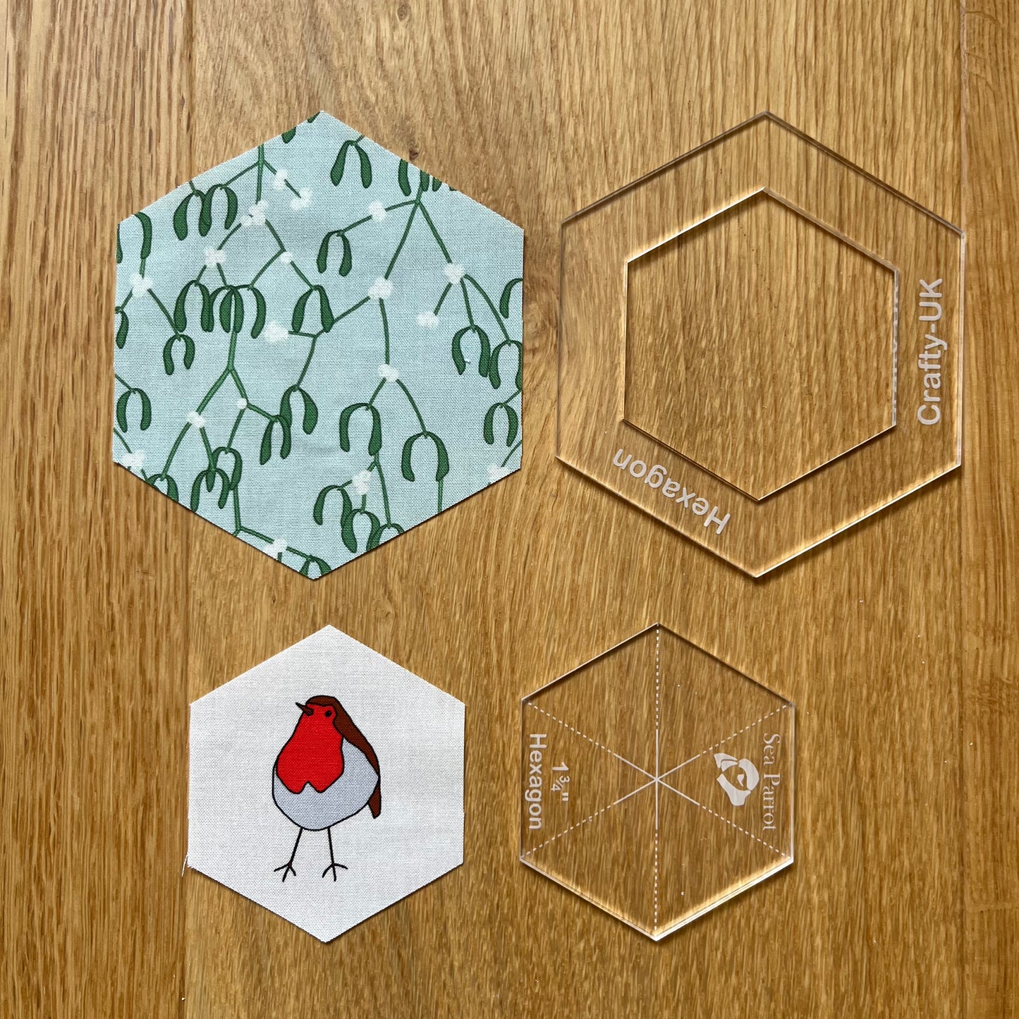 Quilt-as-you-go hexagon templates