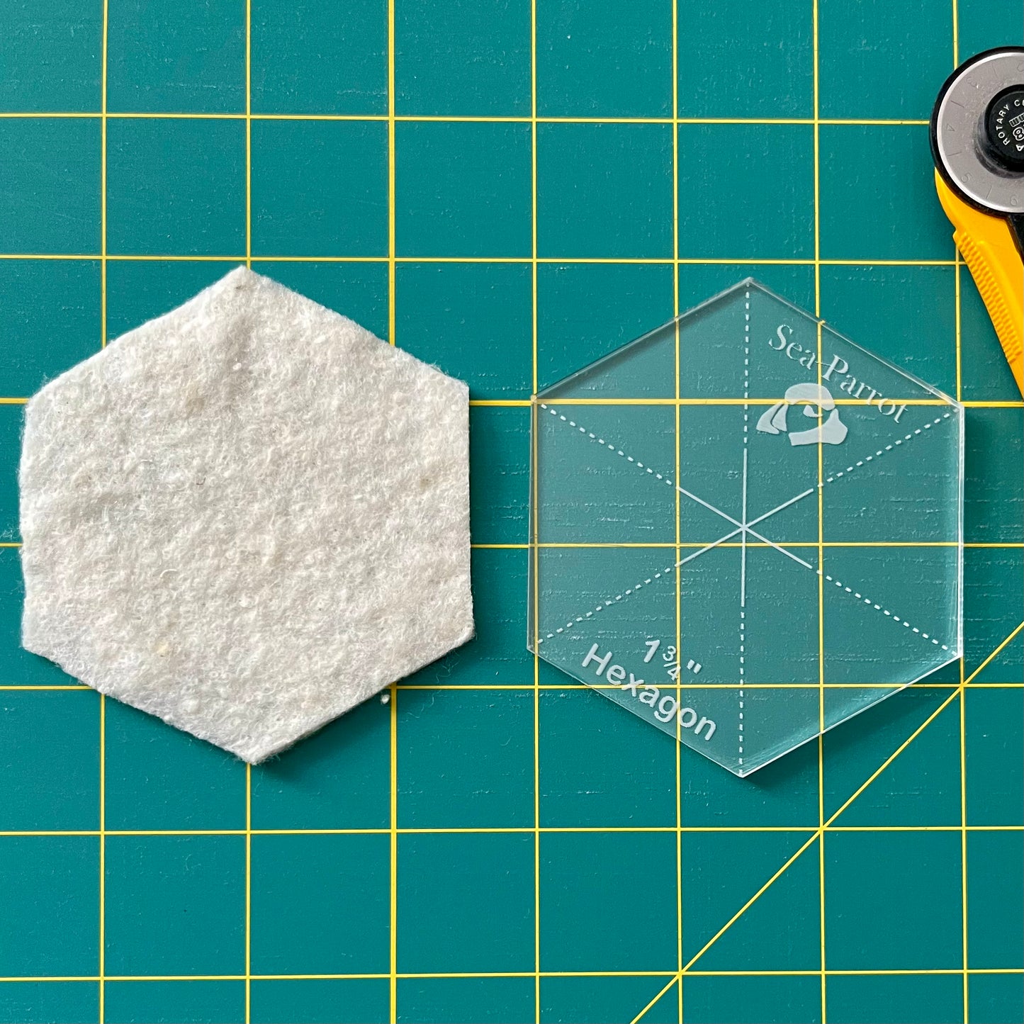 Quilt-as-you-go hexagon templates