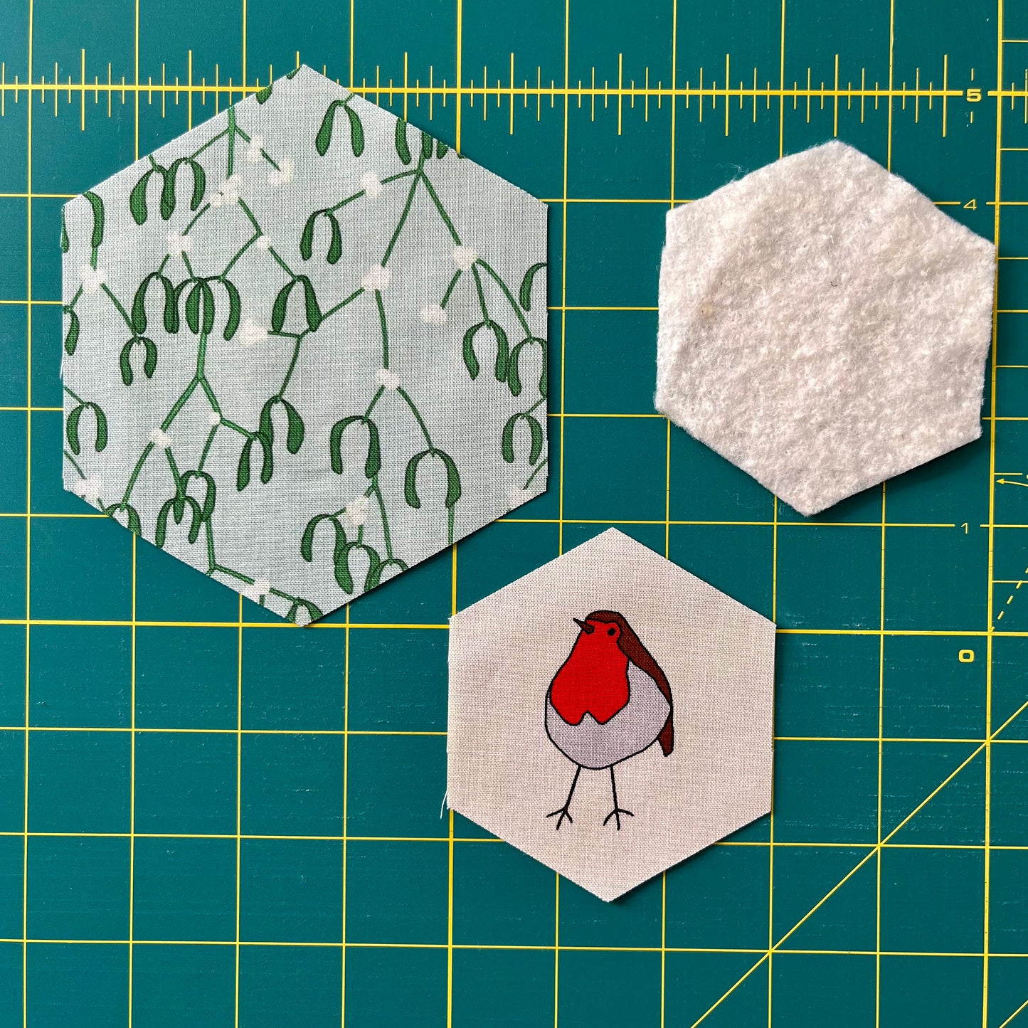 Quilt-as-you-go hexagon templates