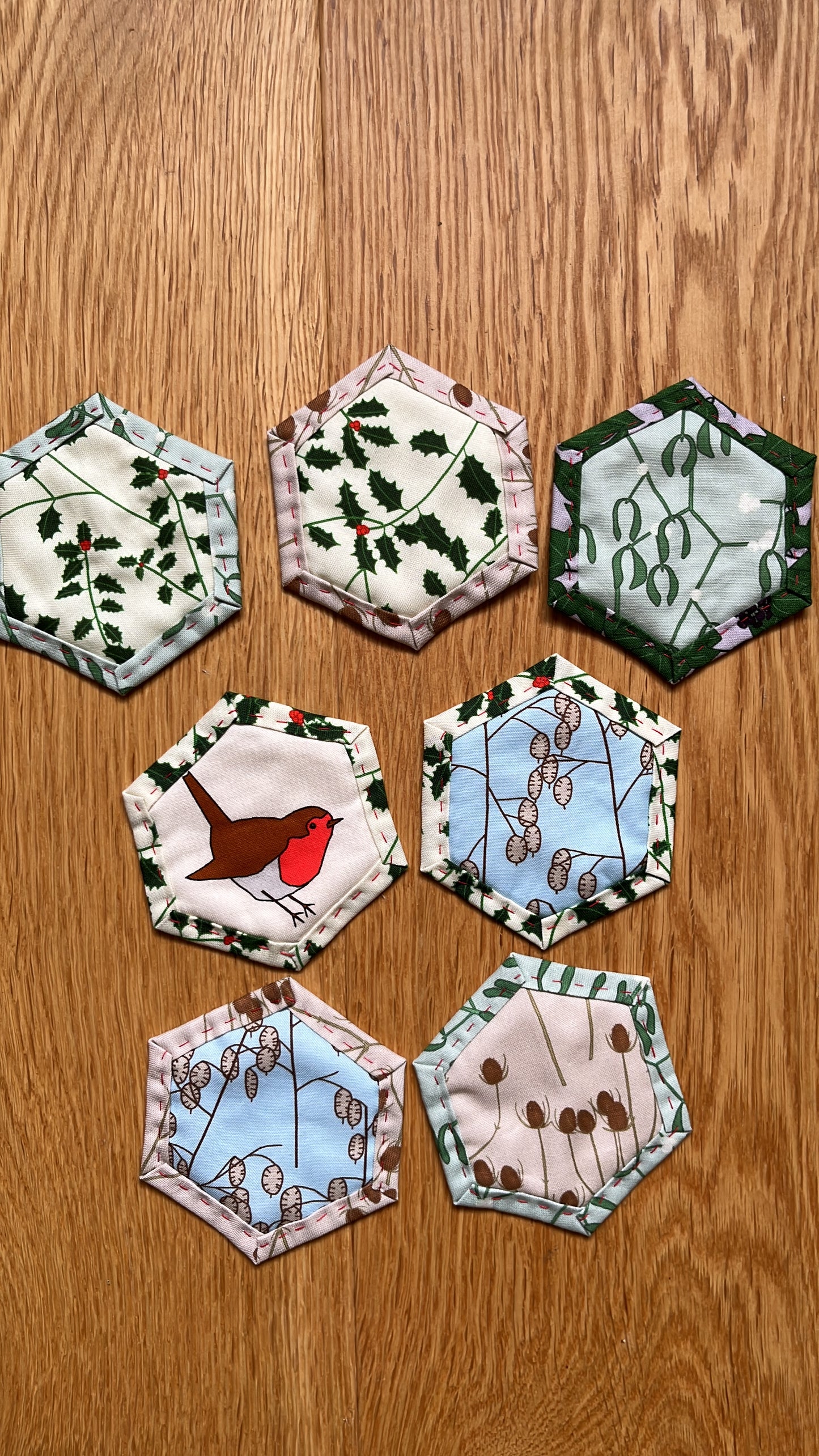 Quilt-as-you-go hexagon templates