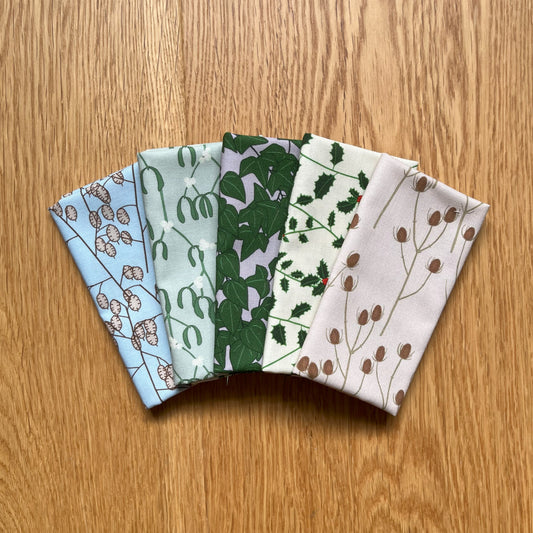 Winter hedgerow fat eighth bundle, 5 designs